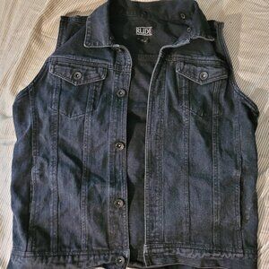 Black denim vest